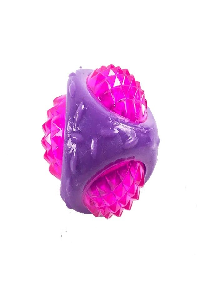 PET FUN Natural Rubber Spiked Dog Ball 2.8" | Bouncy Chew Toy for Puppies & Small-Medium Dogs TPR Diamond Ball Chew Toy with Squeaker & LED | Durable for Aggressive Chewers Combo of 2 - Image 3